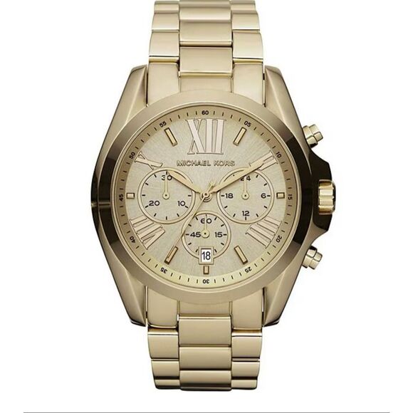 Michael Kors Men’s Bradshaw Gold-Tone Stainless Steel 3 Hand Watch Wristwatch - Picture 1 of 3